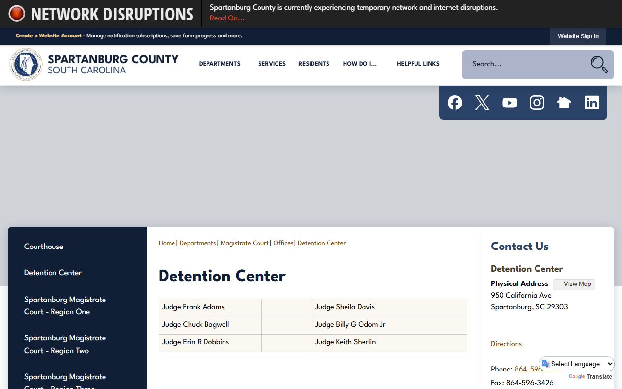 Spartanburg County arrest records and court charges detention center contact