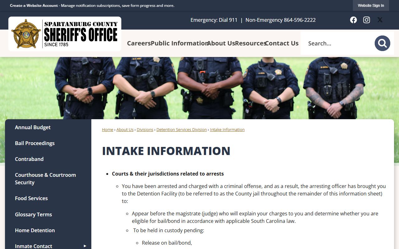 Spartanburg County arrest records and court charges intake information