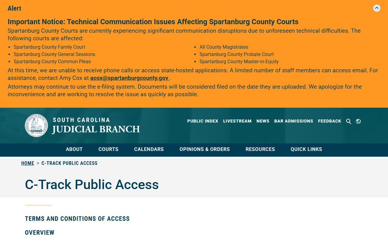 Spartanburg County court records appellate C-Track public access