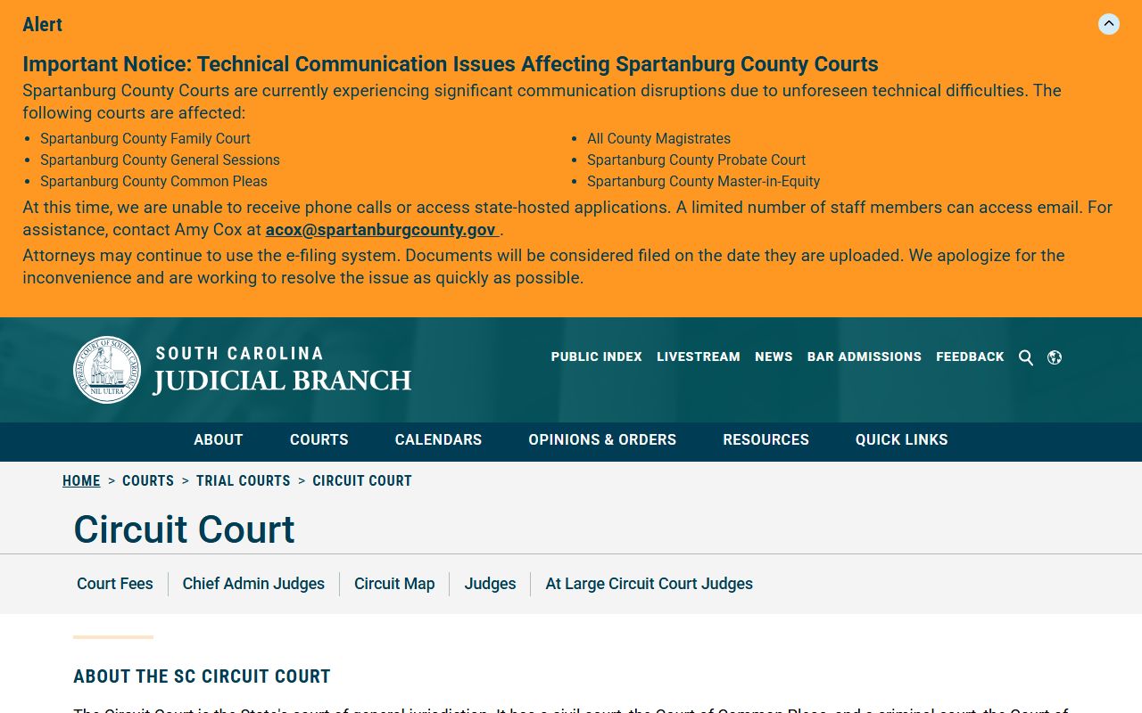 Spartanburg County criminal court records Circuit Court source
