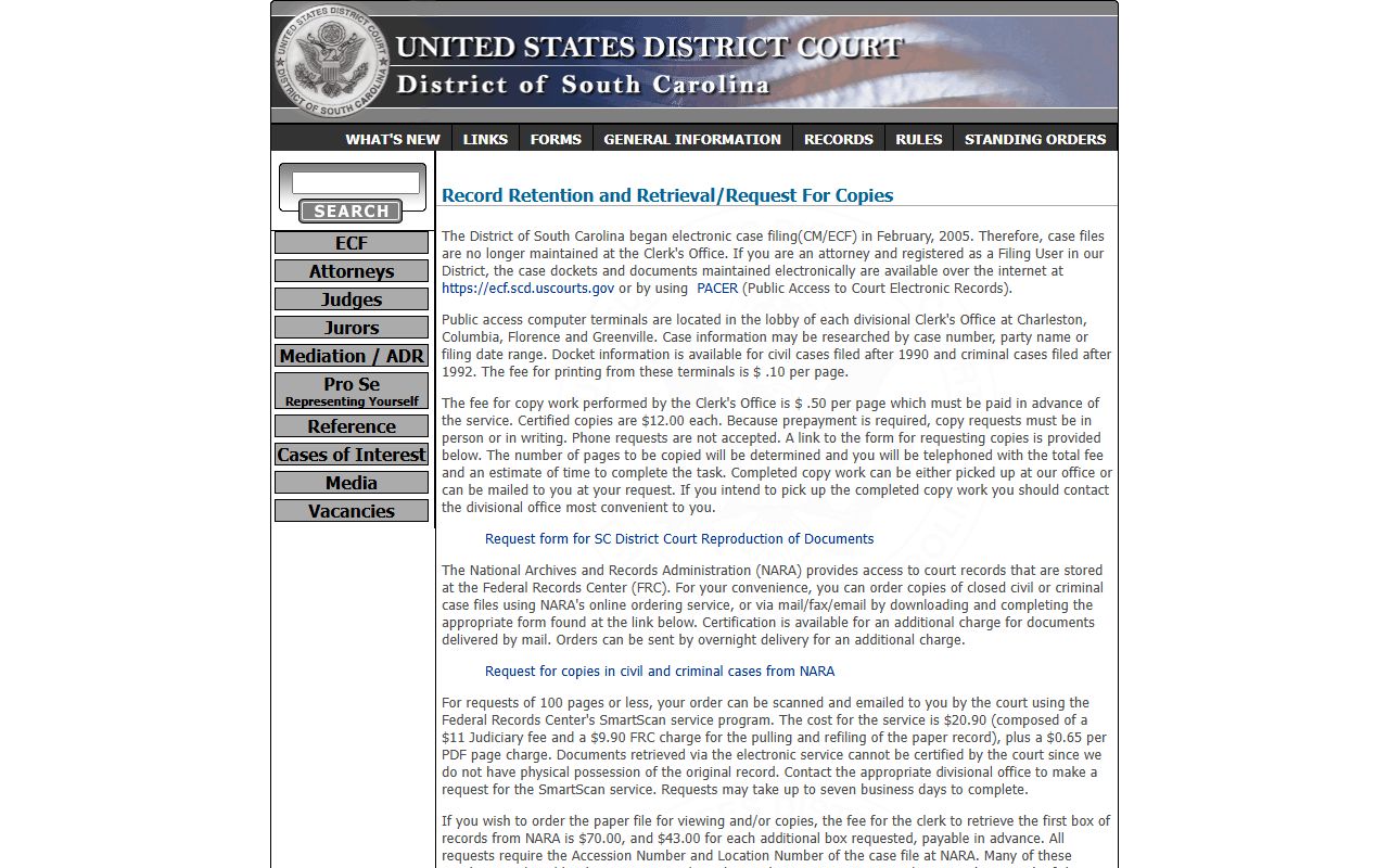 Spartanburg County Circuit Court records federal record retrieval distinction