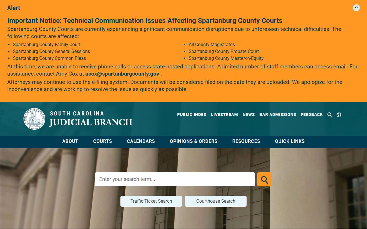 Spartanburg County court records South Carolina Judicial Branch homepage