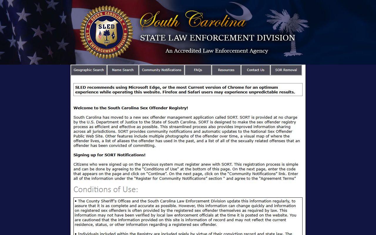 Spartanburg County inmate records SLED sex offender registry