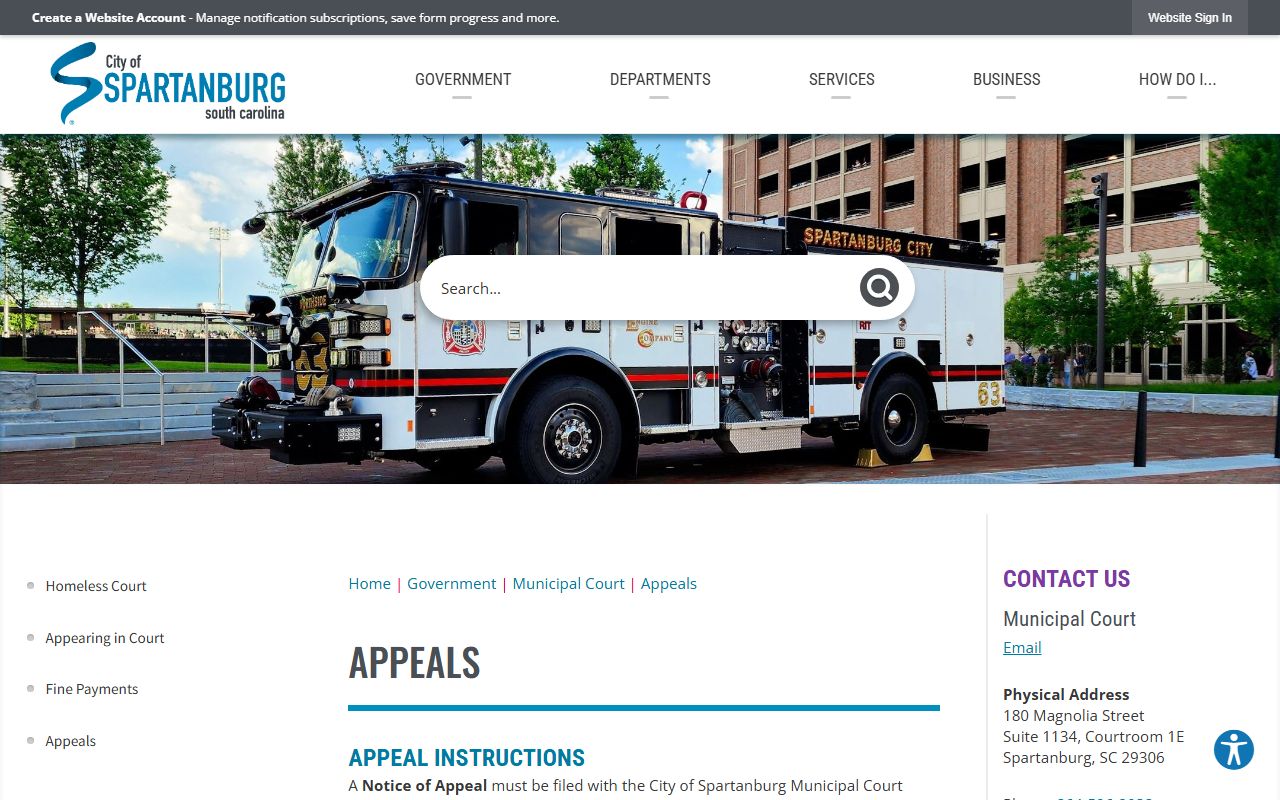 Spartanburg County traffic court records City of Spartanburg appeals