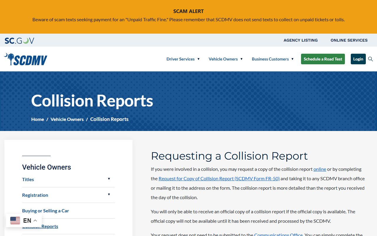 Spartanburg County traffic court records SCDMV collision reports