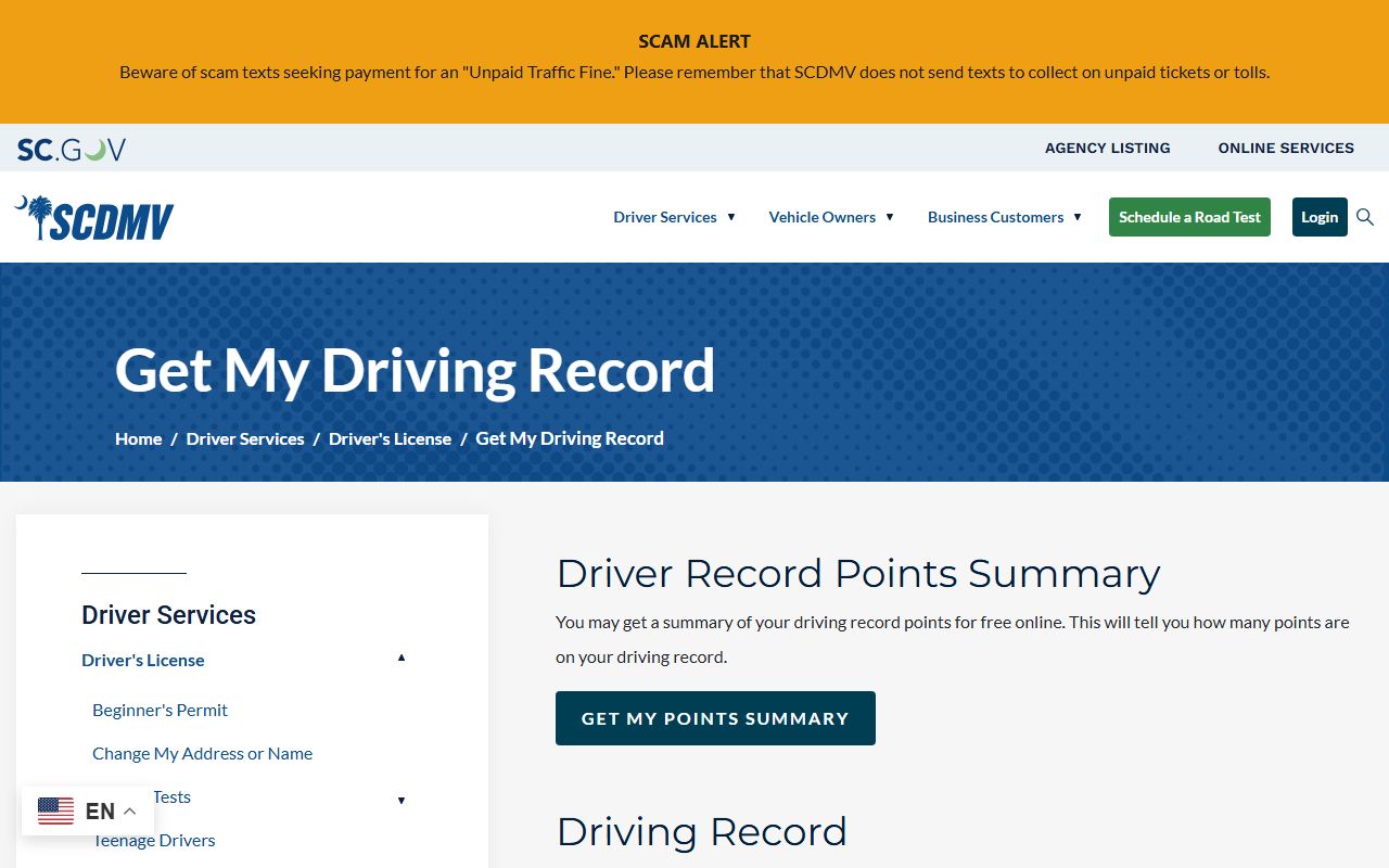 Spartanburg County traffic court records SCDMV driving record