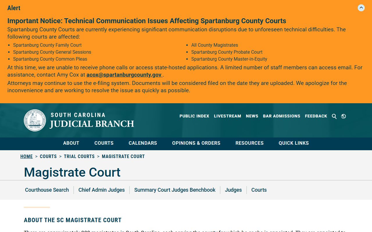 Spartanburg County warrant records Magistrate Court warrant and bail source