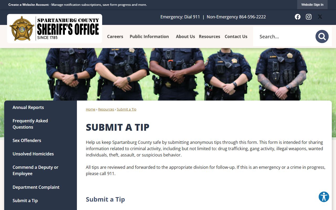 Spartanburg County warrant records anonymous tip form